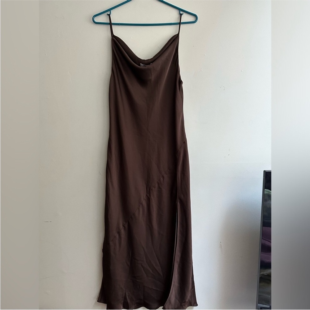 Aritzia x Babaton Brown Satin Slip Dress “Fonda” - Picture 3 of 5